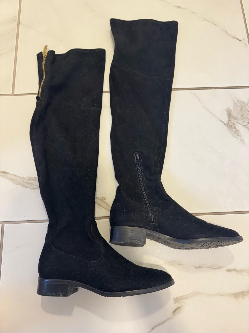 Black Over-the-Knee Suede Boots